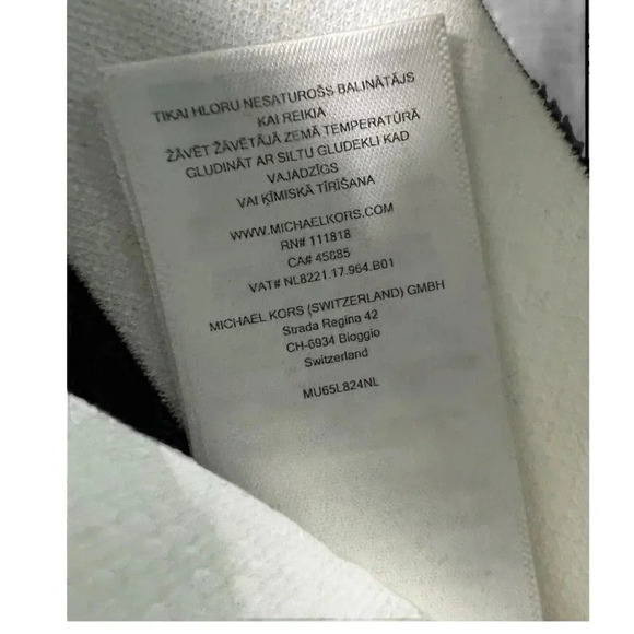 MICHAEL KORS Thick Stretch Off Shoulder Blouse Black White Striped Size Small - Picture 7 of 8